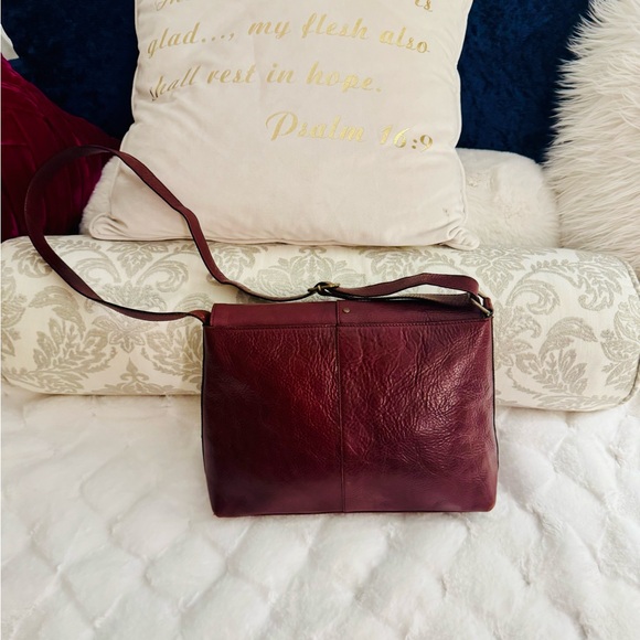 Nordstrom Burgundy Leather Shoulder Bag with Studs Adjusts to crossbody - Picture 5 of 10